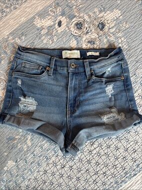 Re:Generation Distressed Dark Blue Roll-Cuff Denim Shorts size 5/27. Like new.